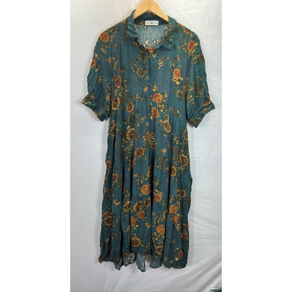 Natural Life Rebecca Midi Dress Rayon Floral Flowy Button Tiered Sz XL Boho - Picture 3 of 10